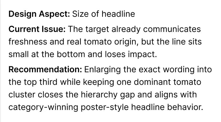 Recommendation: size of headline