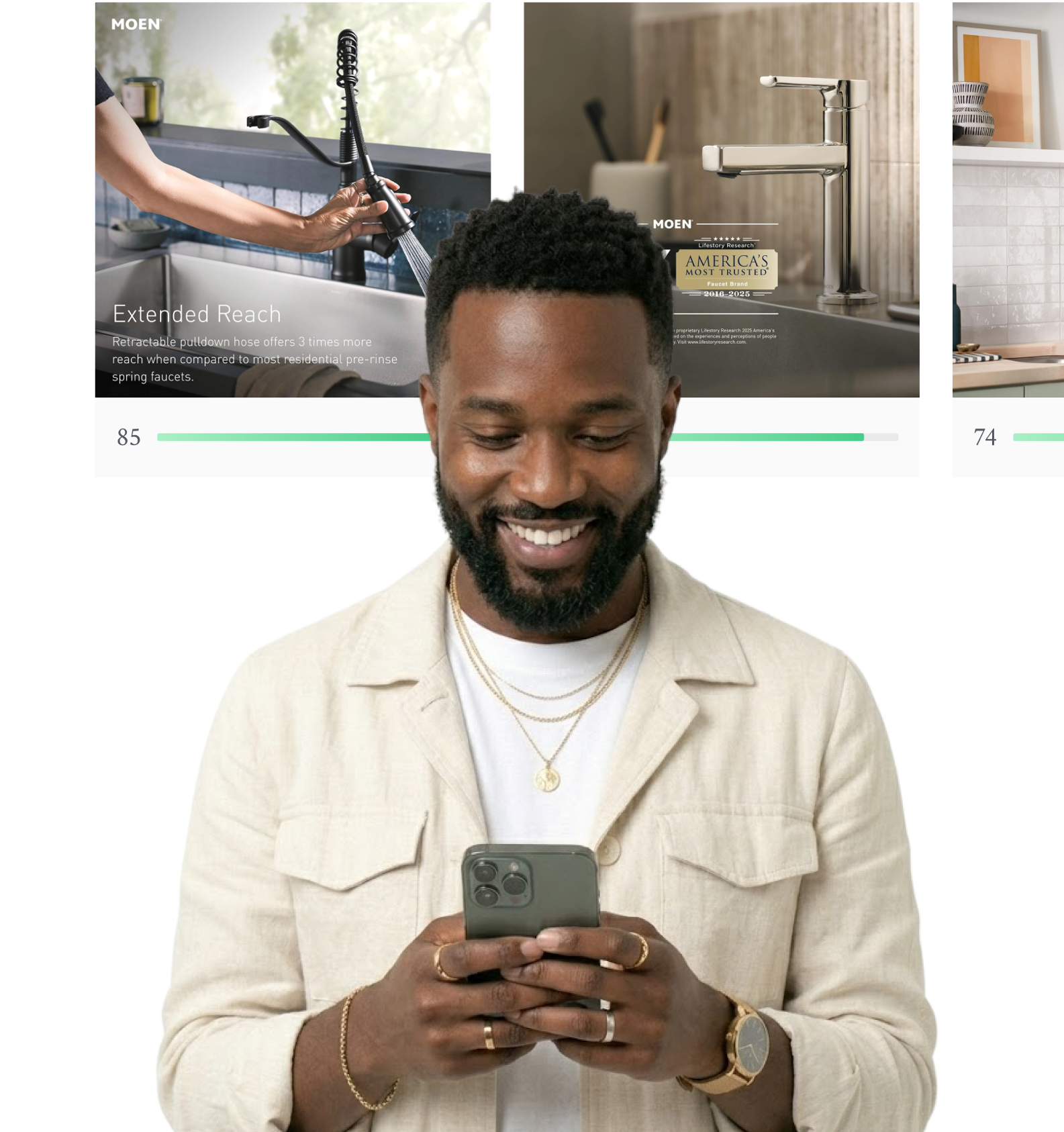 Moen product imagery scored in Vizit