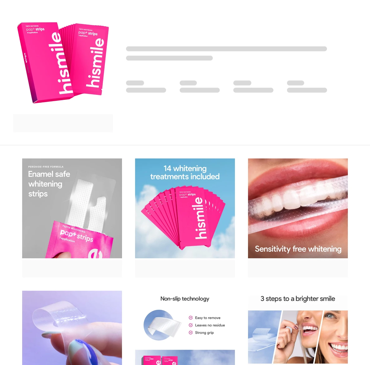 Product page with images